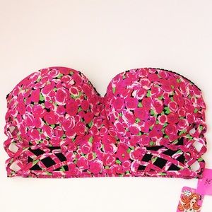 💋Betsey Johnson True Romance Rose Bikini Top💋
